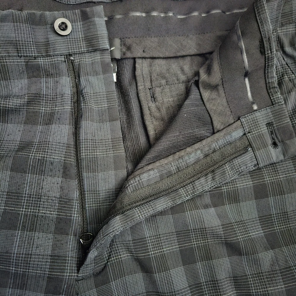 Nike Golf Fit Dry Pants Chino Pockets Black Gray Plaid Mens 36x32 Actual 36x28.5